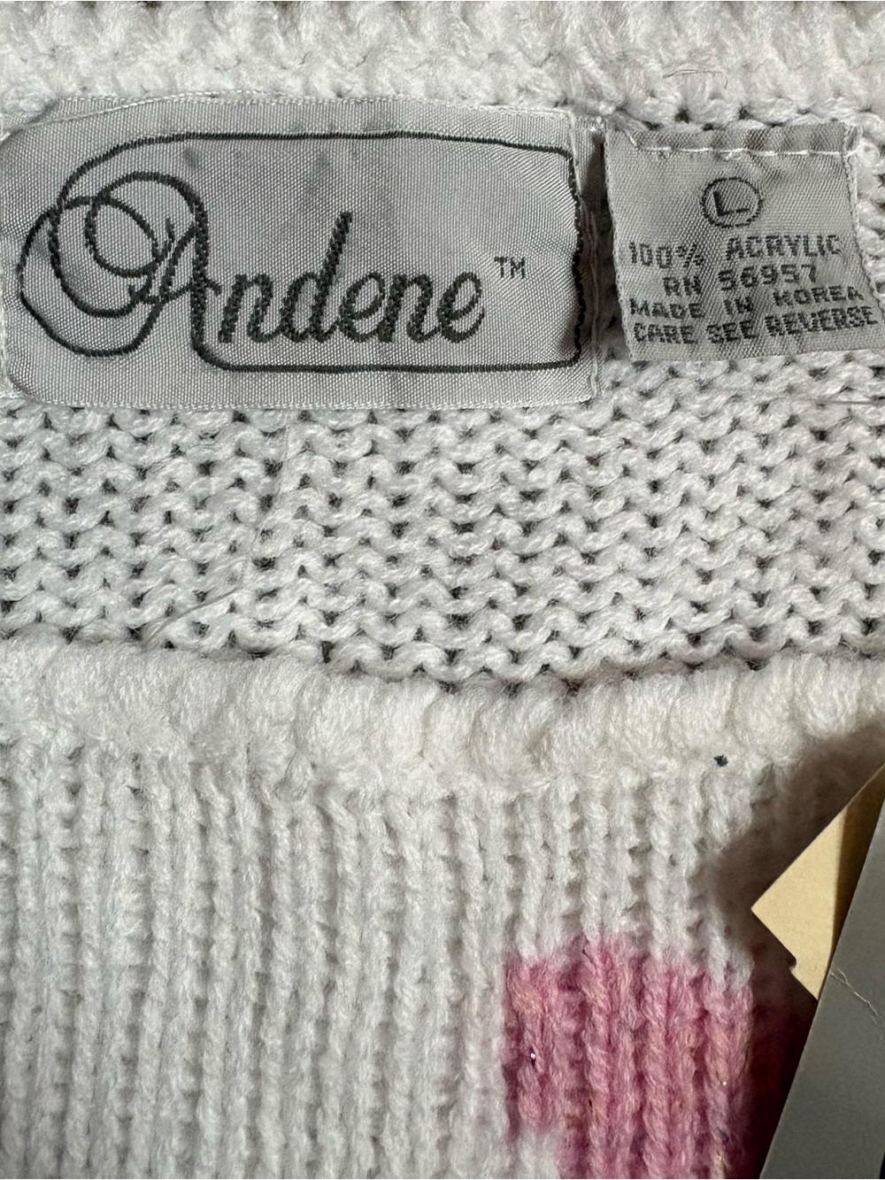 Andene Vintage 1980’s NWT Women's Floral Beaded Sequin Flower Grandma Sweater L - Picture 2 of 7